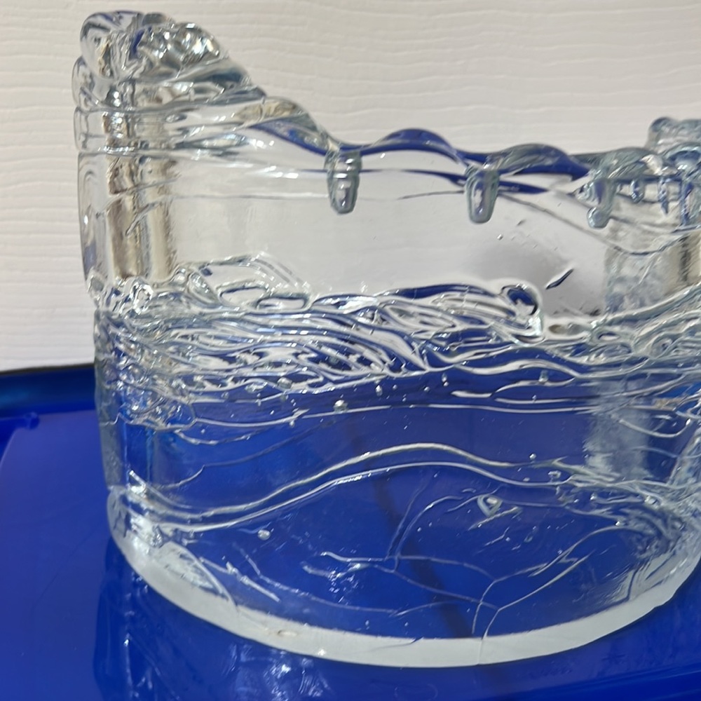 Hand Cast Glass Menorah by Joel & Candace Bless - Curved Shape Displaying Waves - Picture 8 of 11